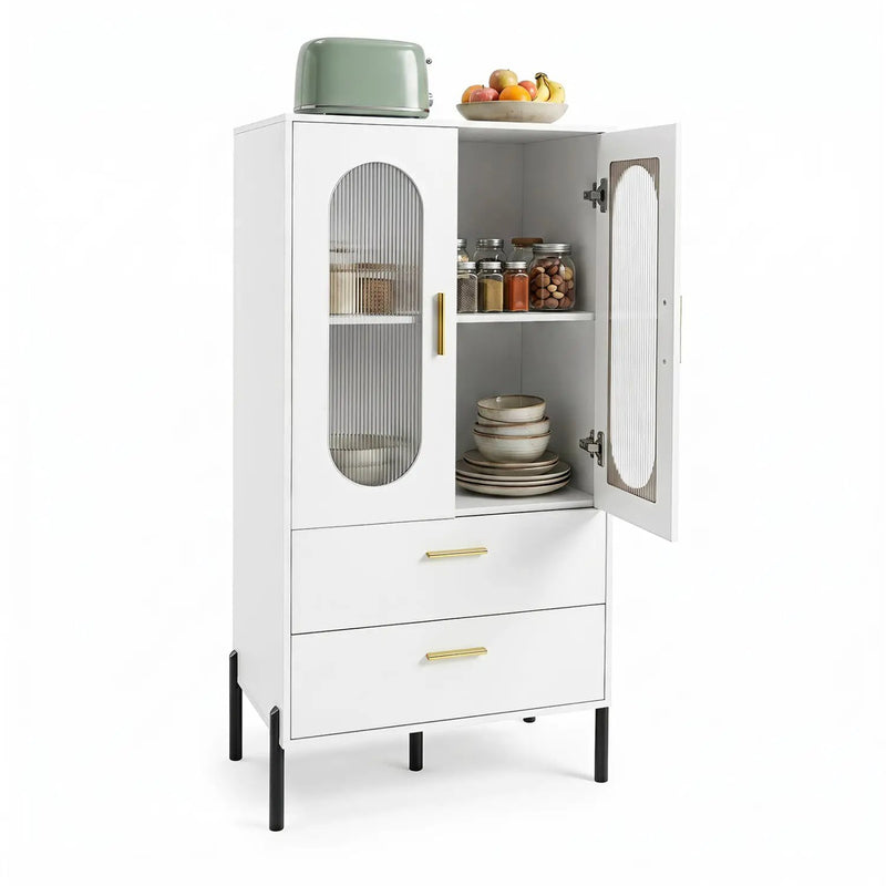 Modern Sideboard Buffet Cabinet with Fluted Doors by DirectDeals