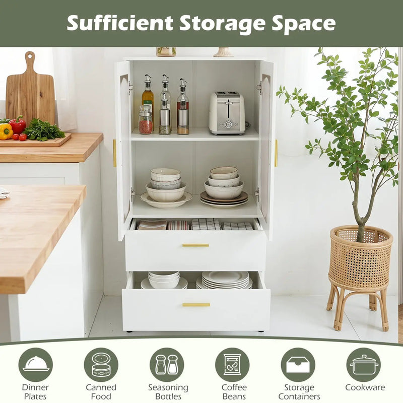 Modern Sideboard Buffet Cabinet with Fluted Doors by DirectDeals