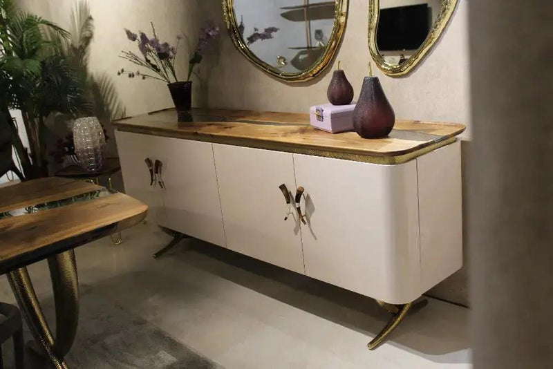 Resin and Walnut Credenza - Modern Sideboard | Ivory Collection by Gizz