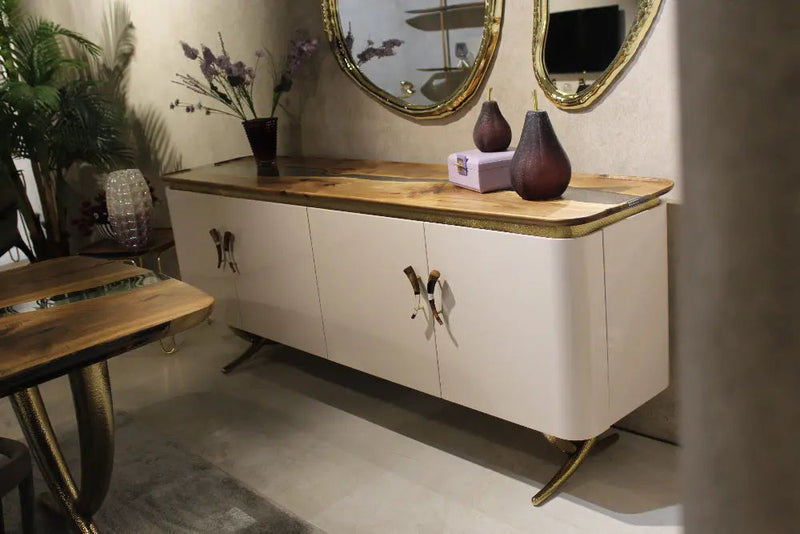 Resin and Walnut Credenza - Modern Sideboard | Ivory Collection, photo 3 of 11