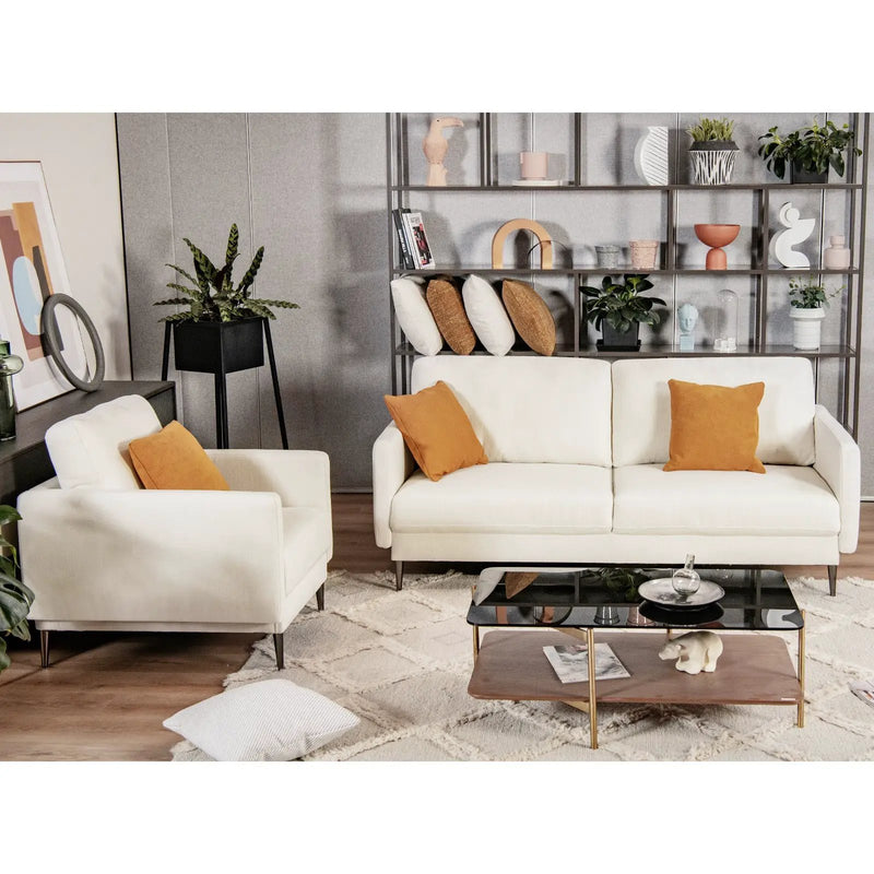 Modern Sofa Couch with Solid Metal Legs and Removable Backrest Cushion-Gray by DirectDeals