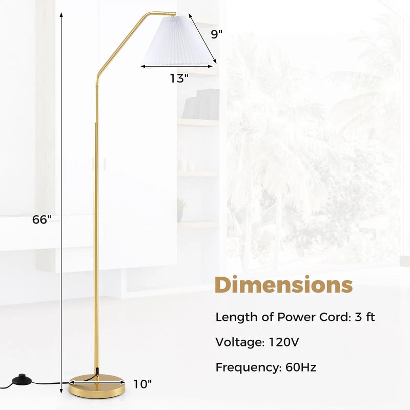 Modern Standing Lamp with Adjustable Lamp Head and Pleated Lampshade by DirectDeals