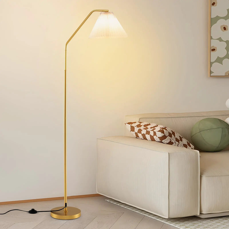 Modern Standing Lamp with Adjustable Lamp Head and Pleated Lampshade by DirectDeals