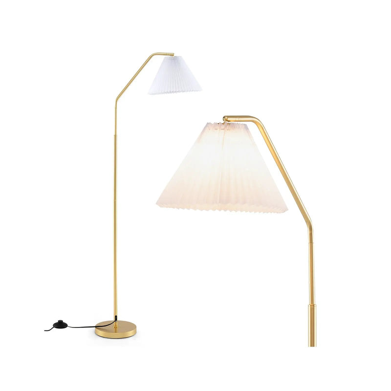 Modern Standing Lamp with Adjustable Lamp Head and Pleated Lampshade by DirectDeals