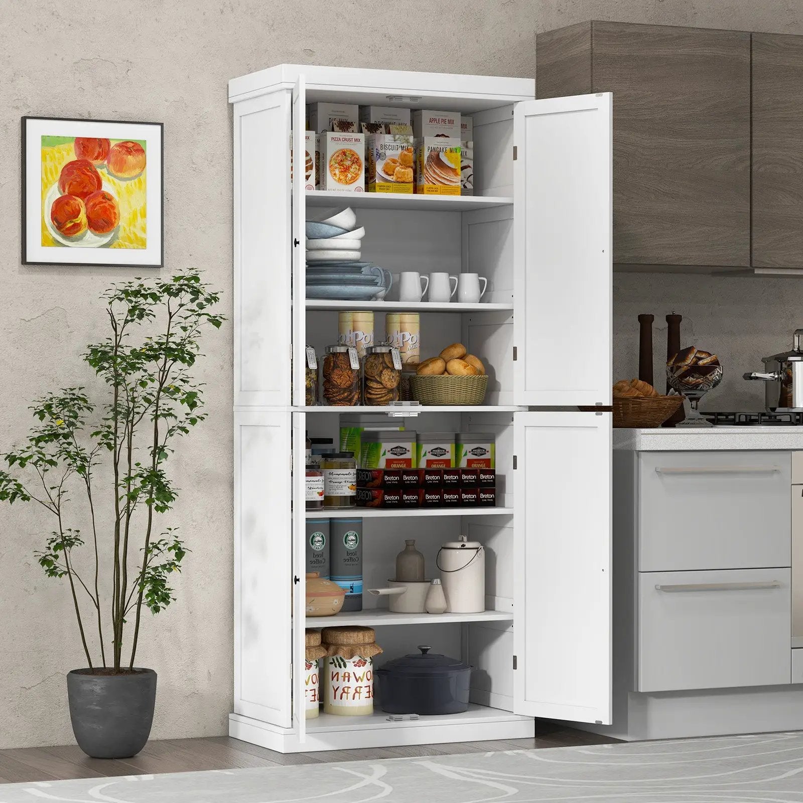 72.5 Inches Tall Buffet Cabinet with 6-Tier Shelves and 4 Doors by DirectDeals