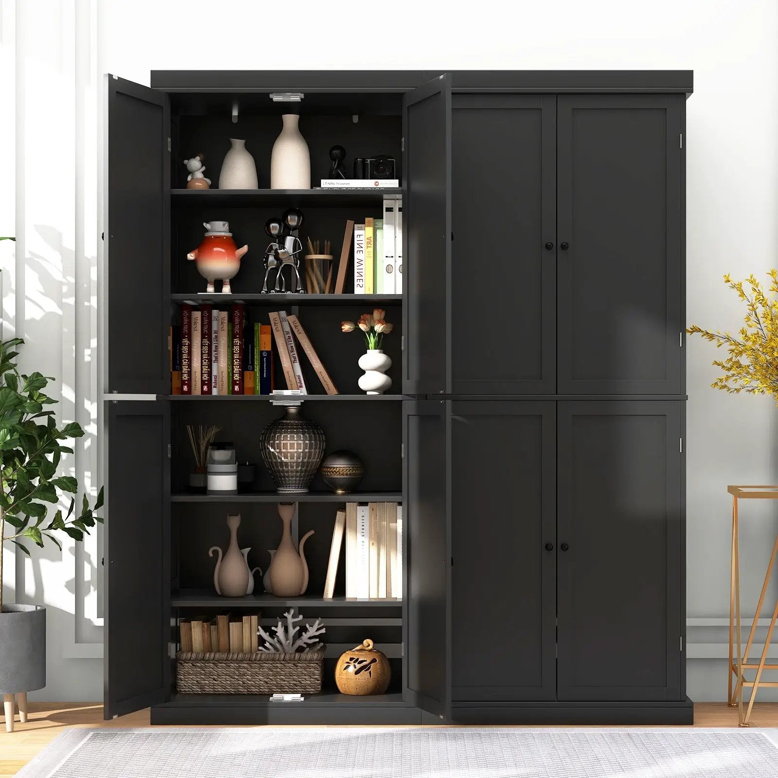 72.5 Inches Tall Buffet Cabinet with 6-Tier Shelves and 4 Doors by DirectDeals