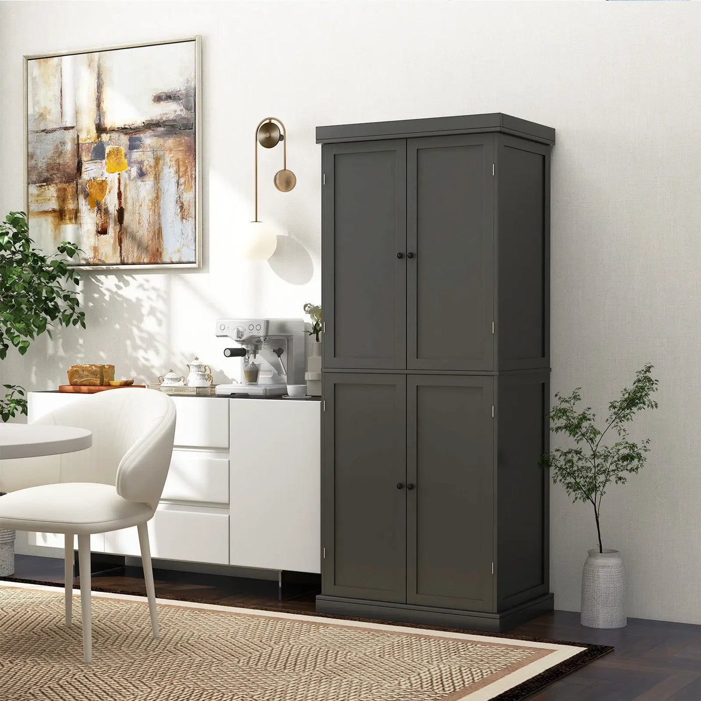 72.5 Inches Tall Buffet Cabinet with 6-Tier Shelves and 4 Doors by DirectDeals