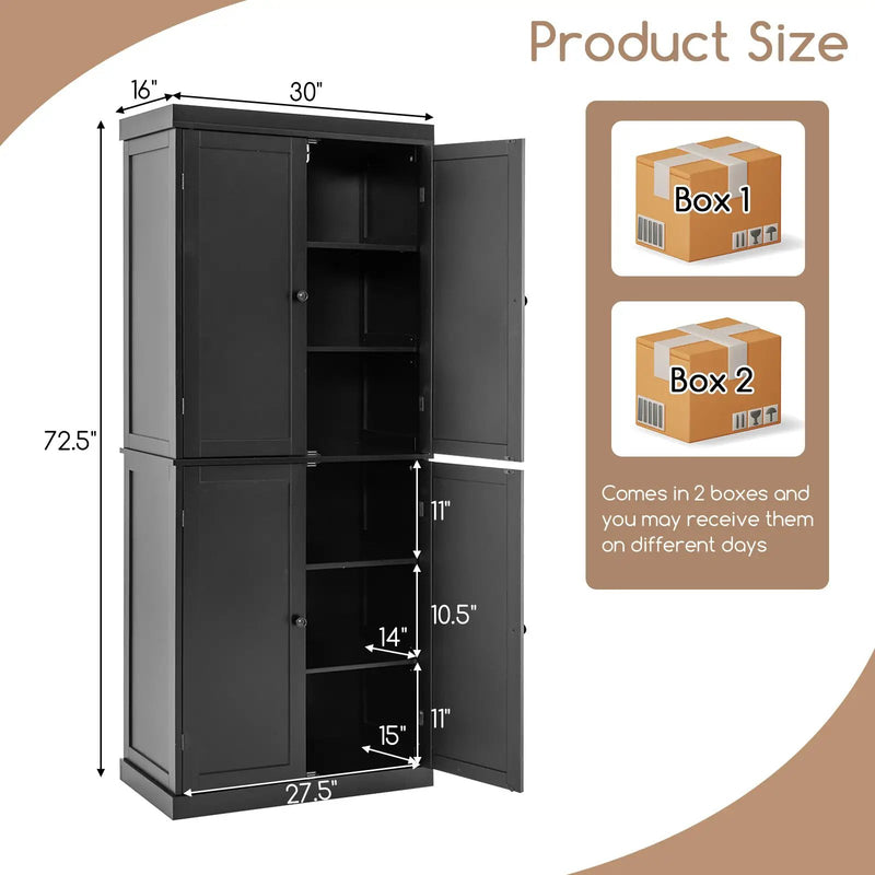 72.5 Inches Tall Buffet Cabinet with 6-Tier Shelves and 4 Doors by DirectDeals