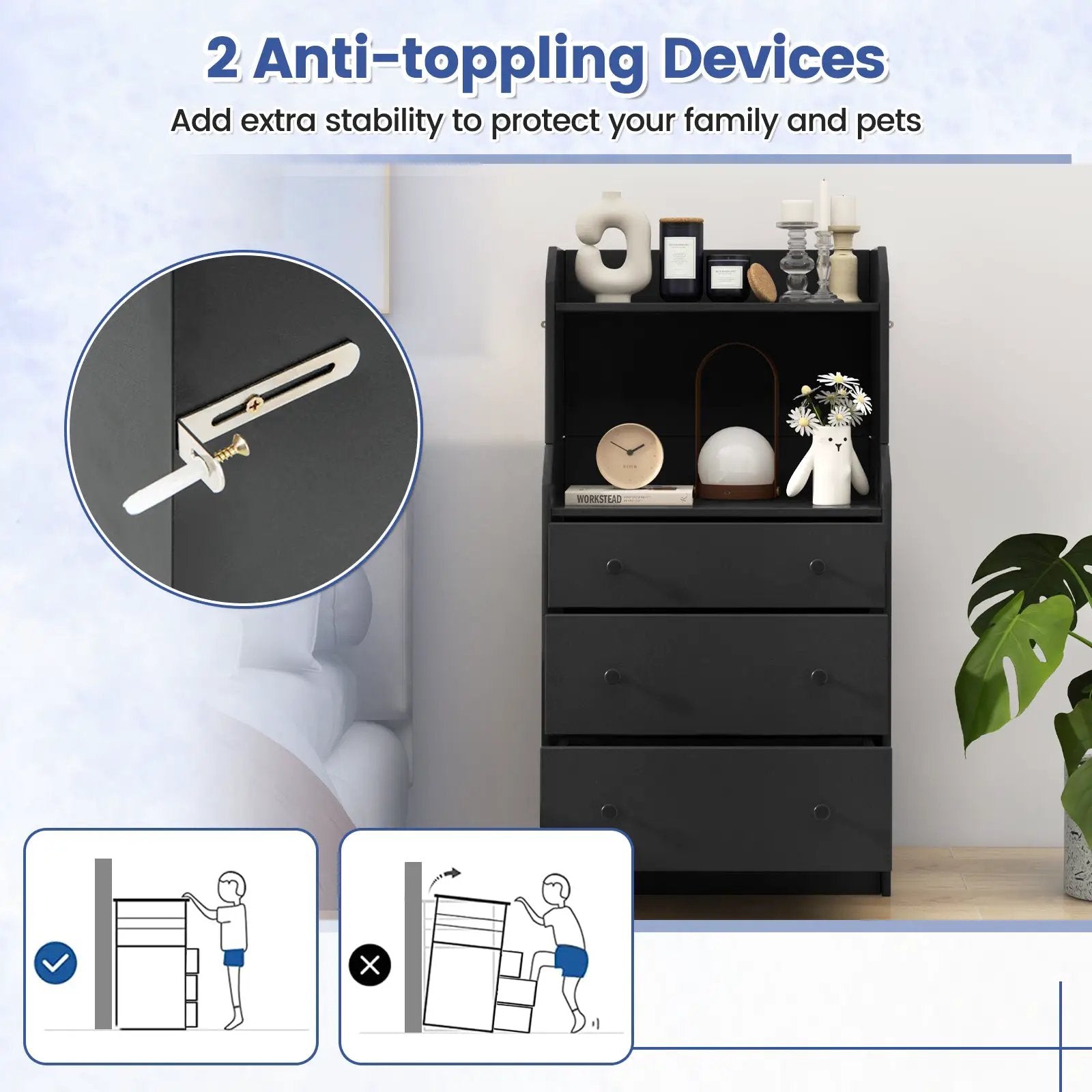 Storage Dresser with Anti-Toppling Device, 44" Tall by DirectDeals