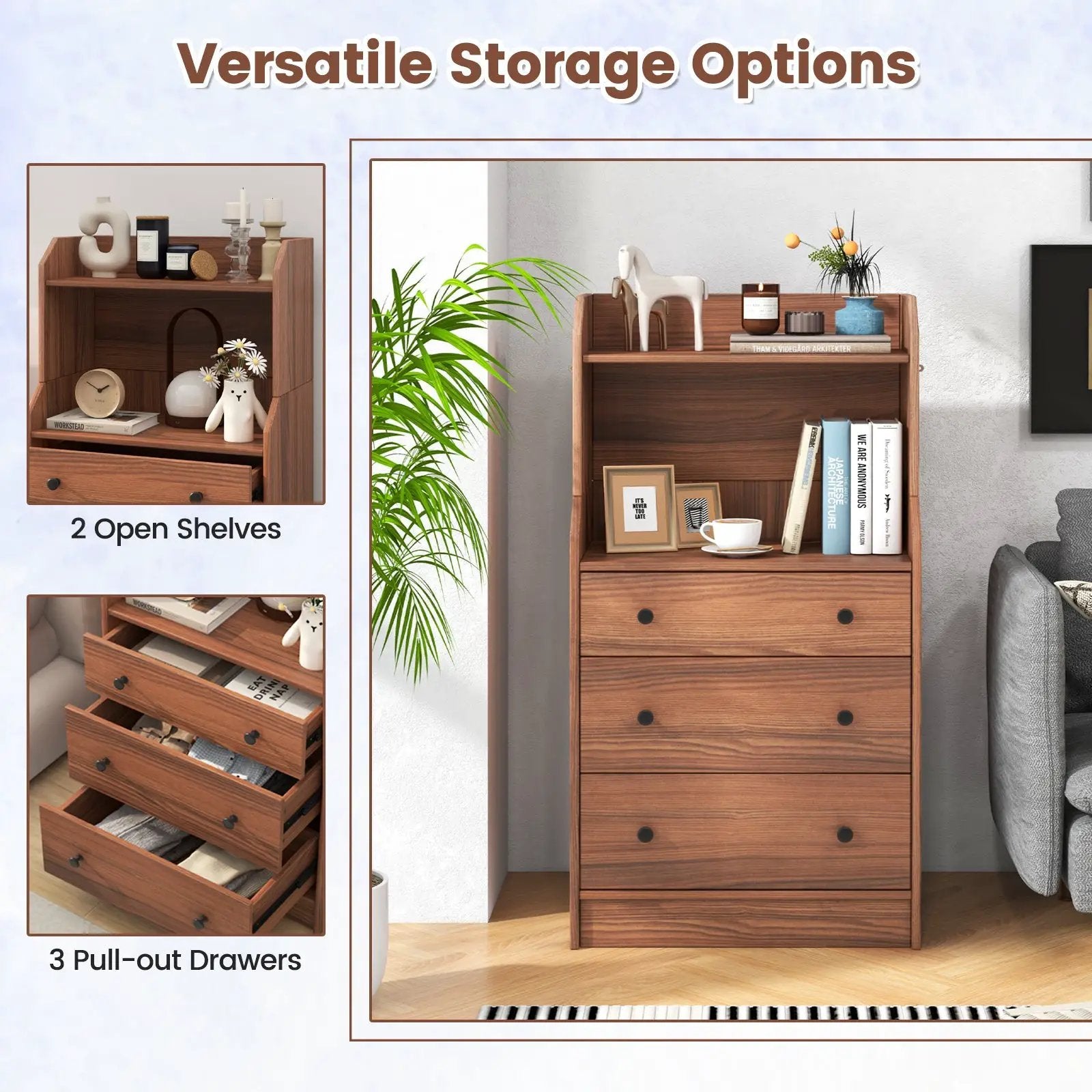 Storage Dresser with Anti-Toppling Device, 44" Tall by DirectDeals