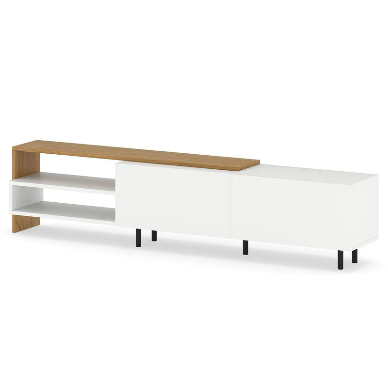 Modern TV Stand for 80 Inches TVs with Storage Shelves and Cabinets-White by DirectDeals