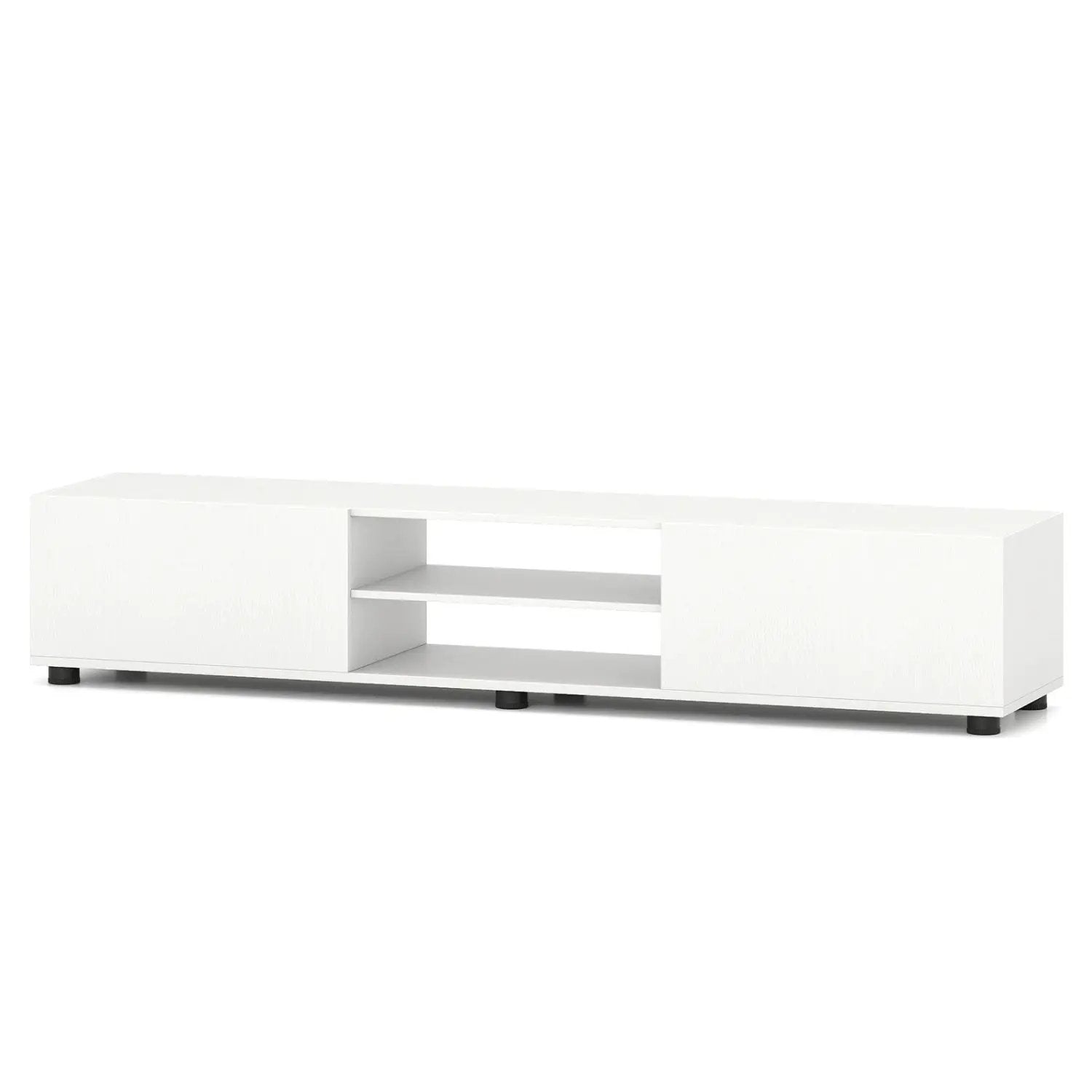 Modern TV Stand for up to 70" TVs Minimalist Entertainment Center with 2 Doors and Open Shelves-Rustic Brown by DirectDeals