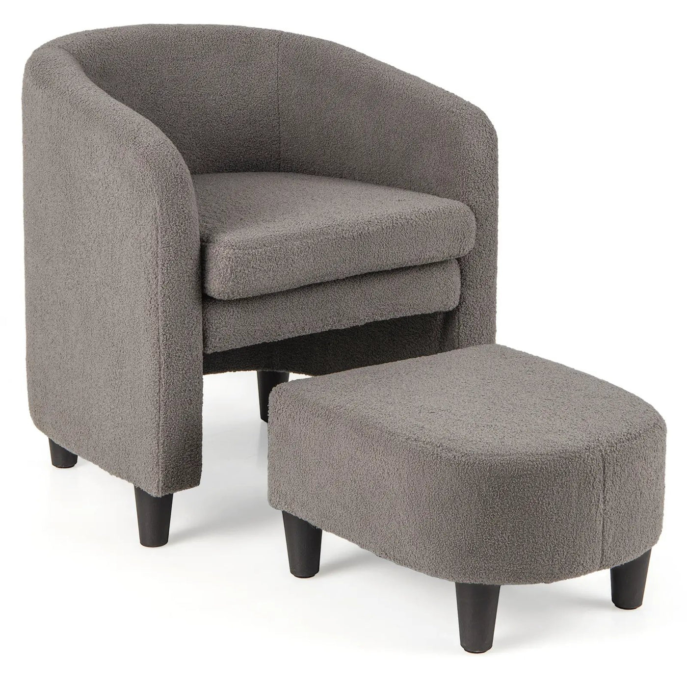 Modern Upholstered Barrel Teddy Velvet Chair with Ottoman by DirectDeals