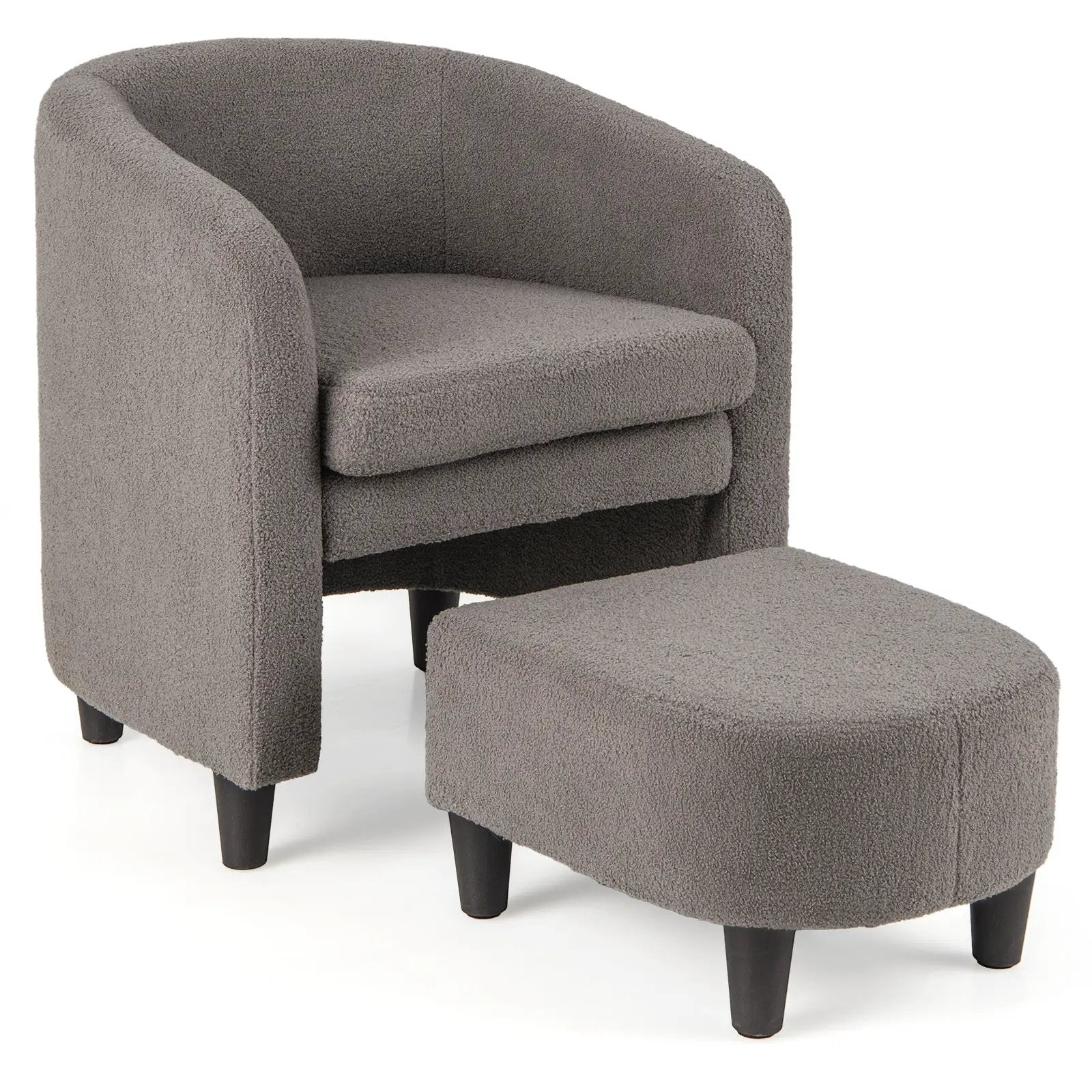Modern Upholstered Barrel Teddy Velvet Chair with Ottoman by DirectDeals