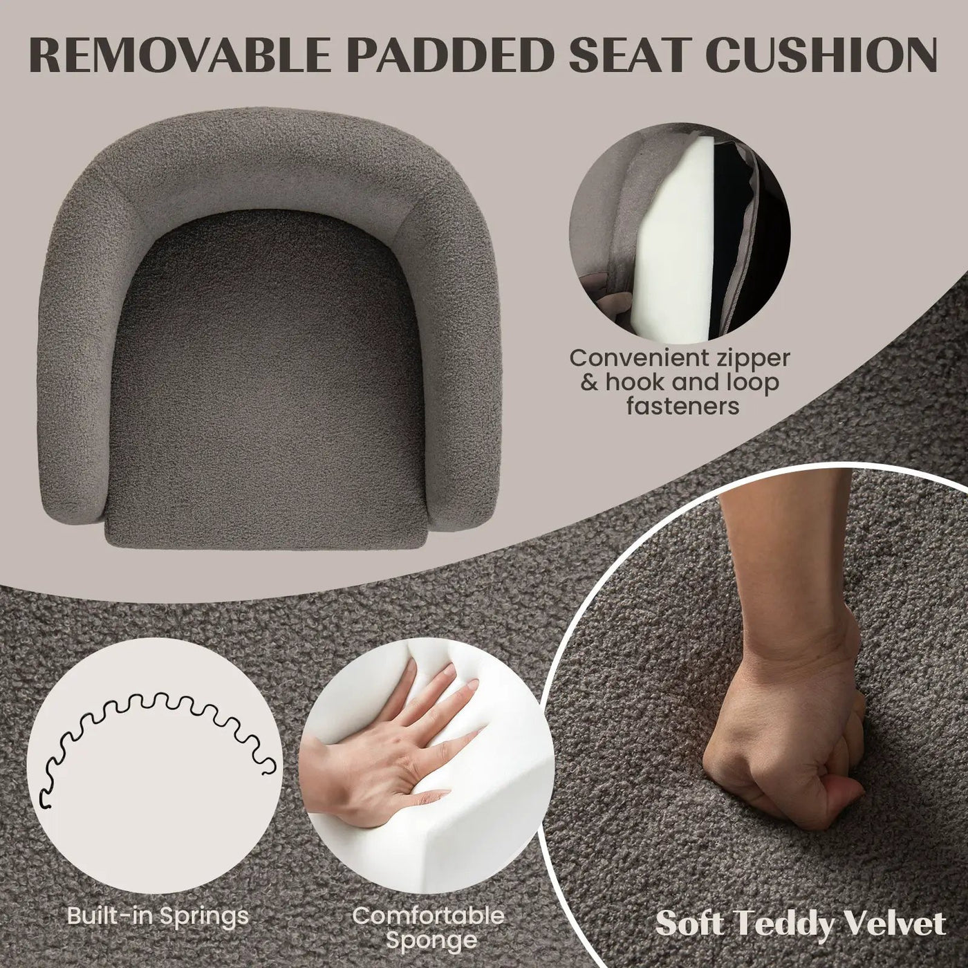 Modern Upholstered Barrel Teddy Velvet Chair with Ottoman by DirectDeals