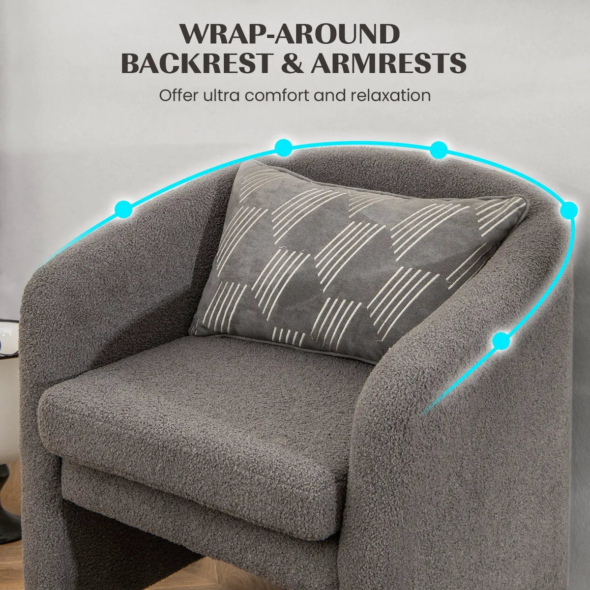 Modern Upholstered Barrel Teddy Velvet Chair with Ottoman by DirectDeals
