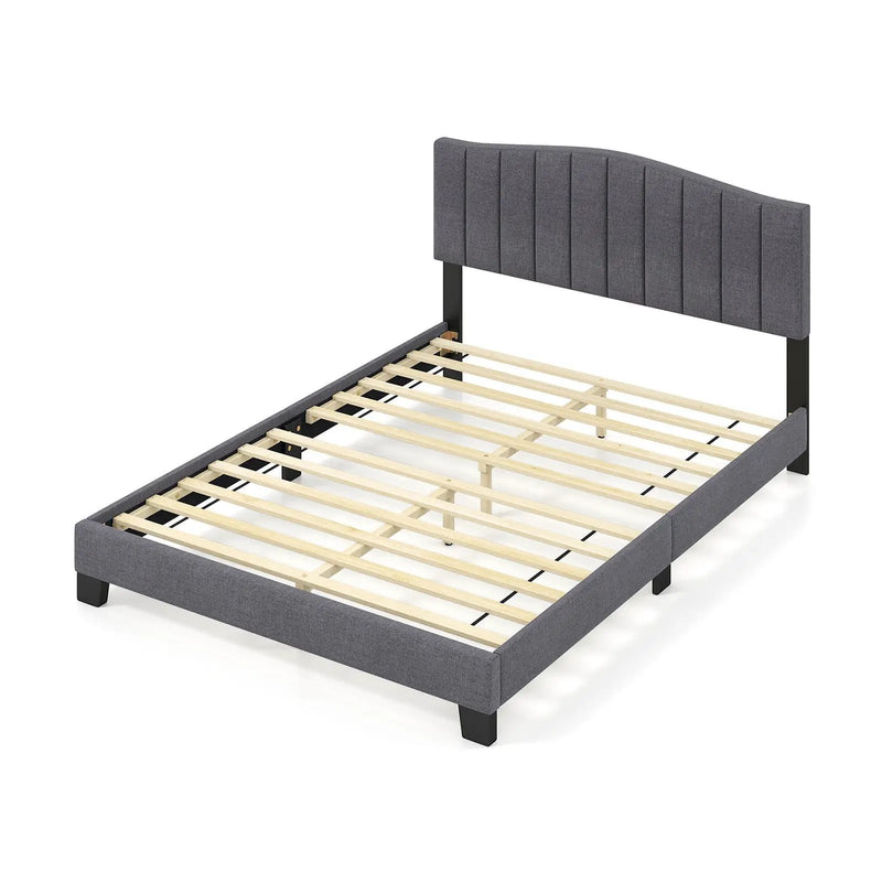 Modern Upholstered Bed Frame with Adjustable Vertical Channel Tufted Headboard-Queen Size by DirectDeals