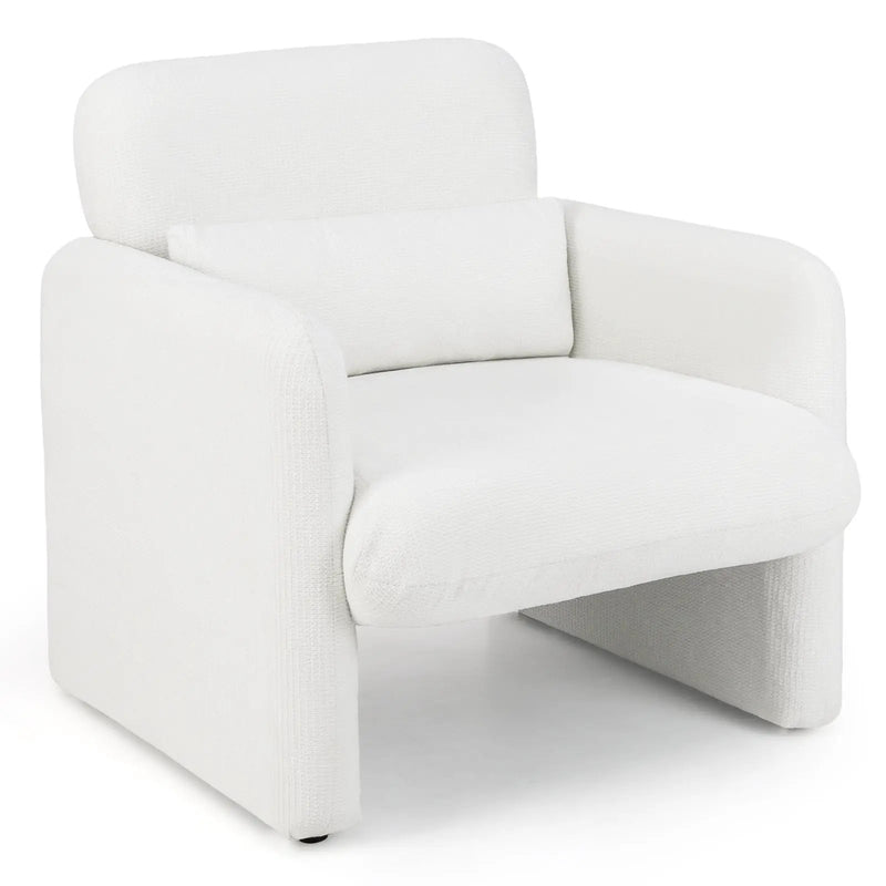 Modern Upholstered Chenille Accent Chair with Removable Lumbar Pillow-White by DirectDeals