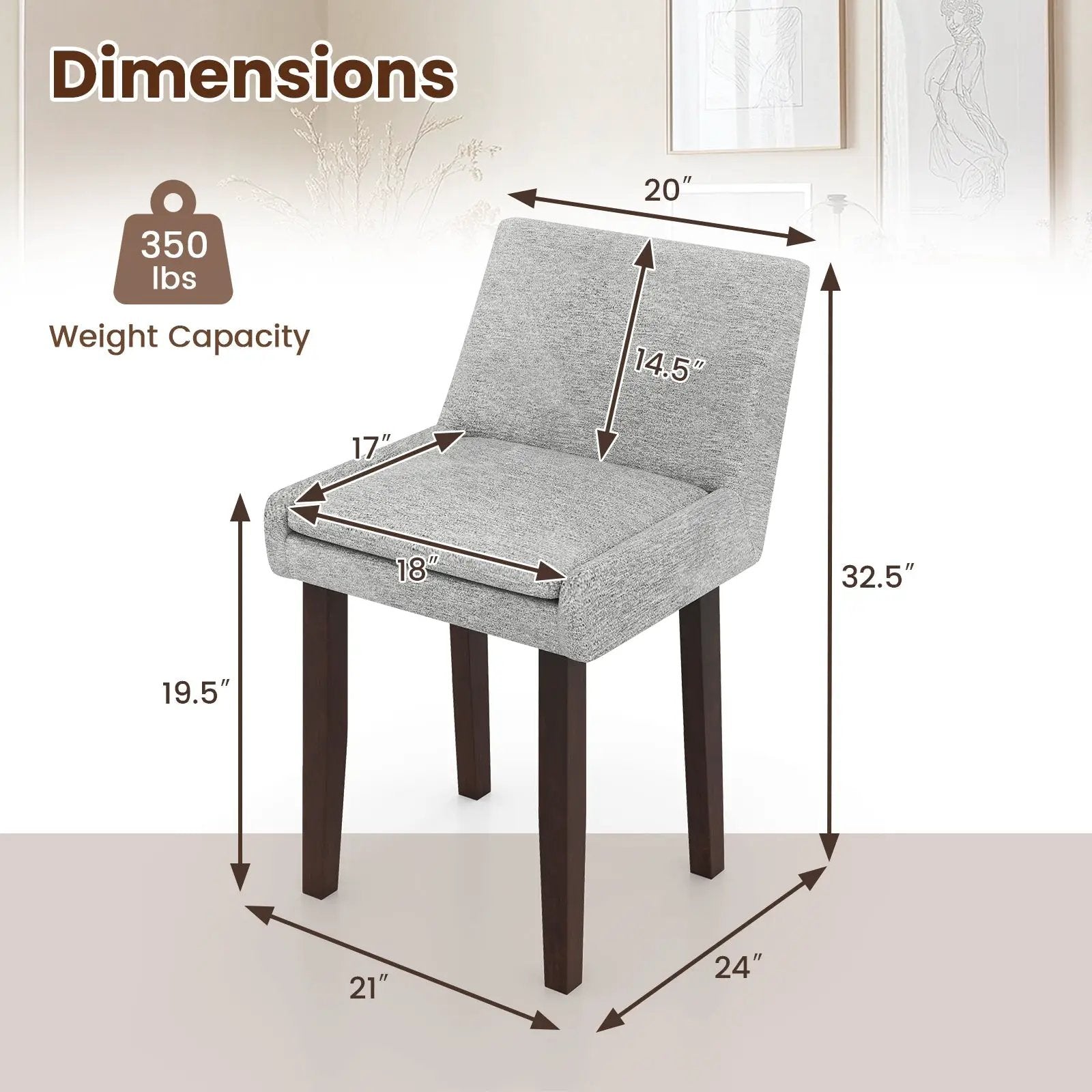 Modern Upholstered Fabric Side Leisure Chair Set of 2-Gray by DirectDeals