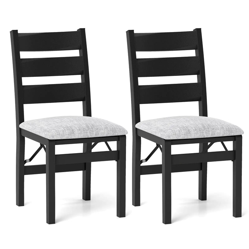 Modern Upholstered Folding Chairs Set of 2 with Comfy Backrest-Black by DirectDeals