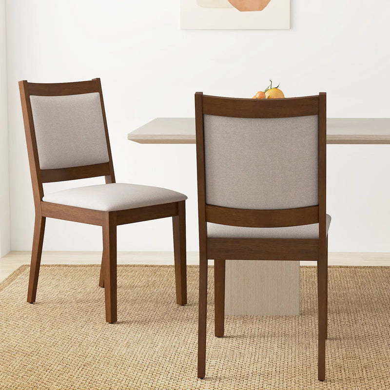 Modern Dining Upholstered Kitchen Chair Set of 2 with Padded Backrest-Brown by DirectDeals