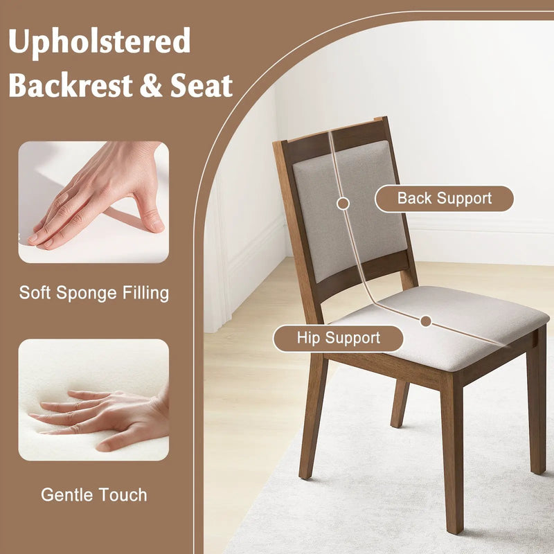 Modern Dining Upholstered Kitchen Chair Set of 2 with Padded Backrest-Brown by DirectDeals