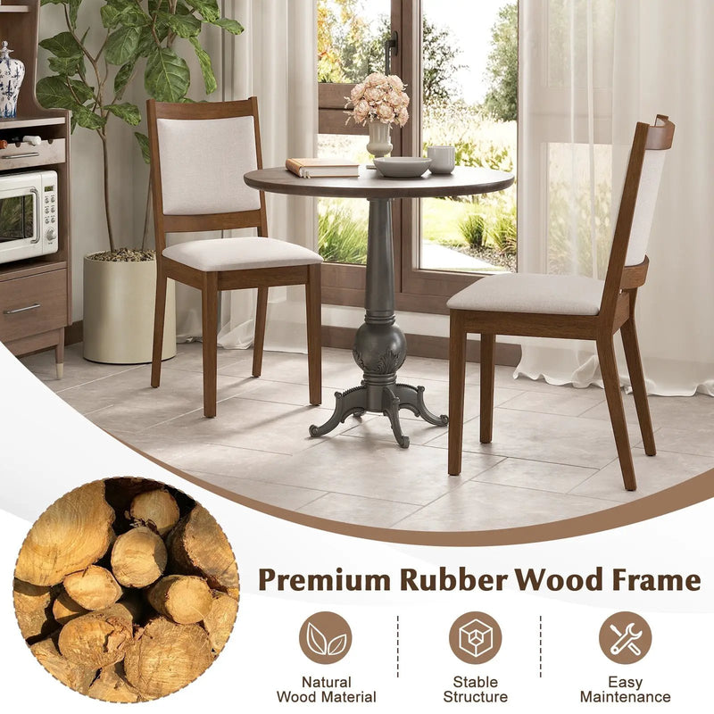 Modern Dining Upholstered Kitchen Chair Set of 2 with Padded Backrest-Brown by DirectDeals