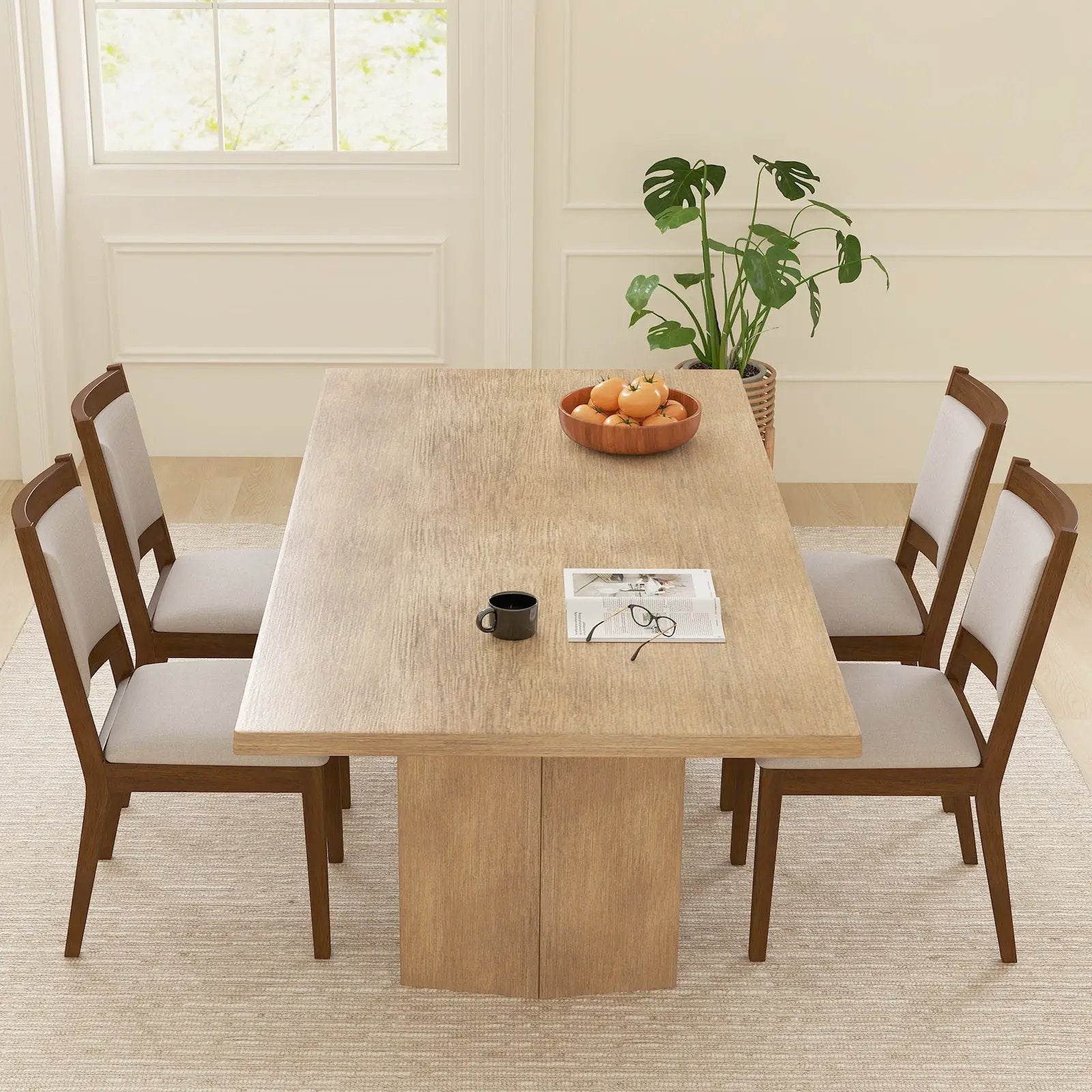 Modern Dining Upholstered Kitchen Chair Set of 2 with Padded Backrest-Brown by DirectDeals
