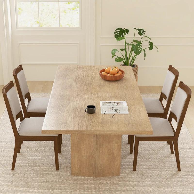Modern Dining Upholstered Kitchen Chair Set of 2 with Padded Backrest-Brown by DirectDeals