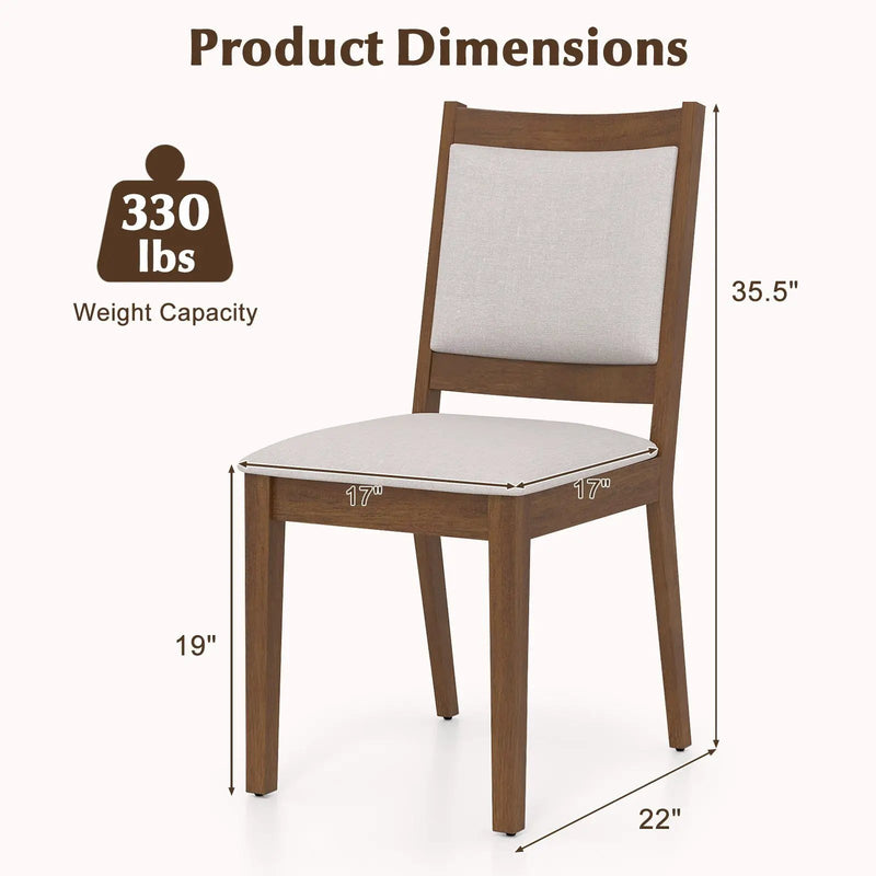 Modern Dining Upholstered Kitchen Chair Set of 2 with Padded Backrest-Brown by DirectDeals