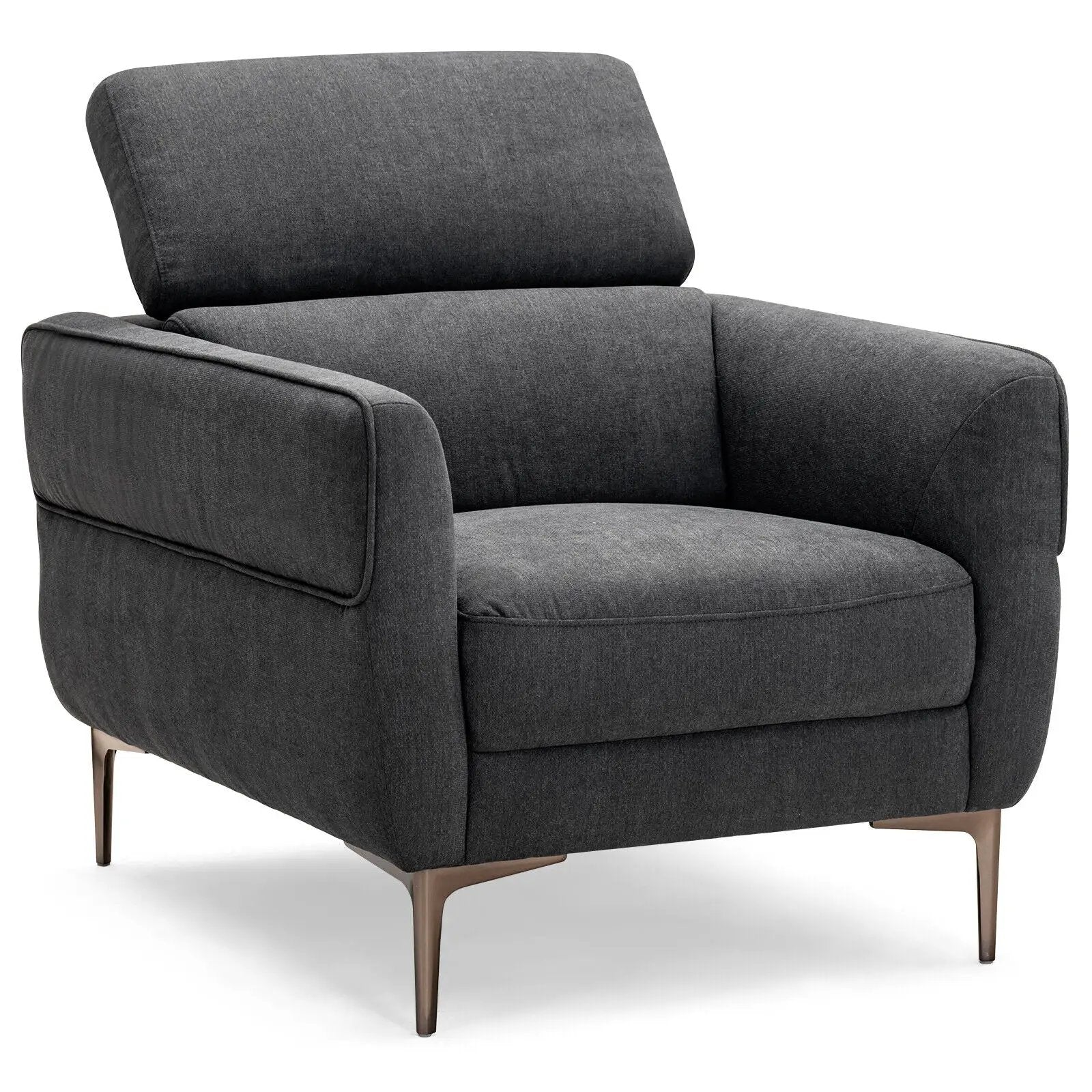Modern Upholstered Single Sofa with Adjustable Headrest by DirectDeals