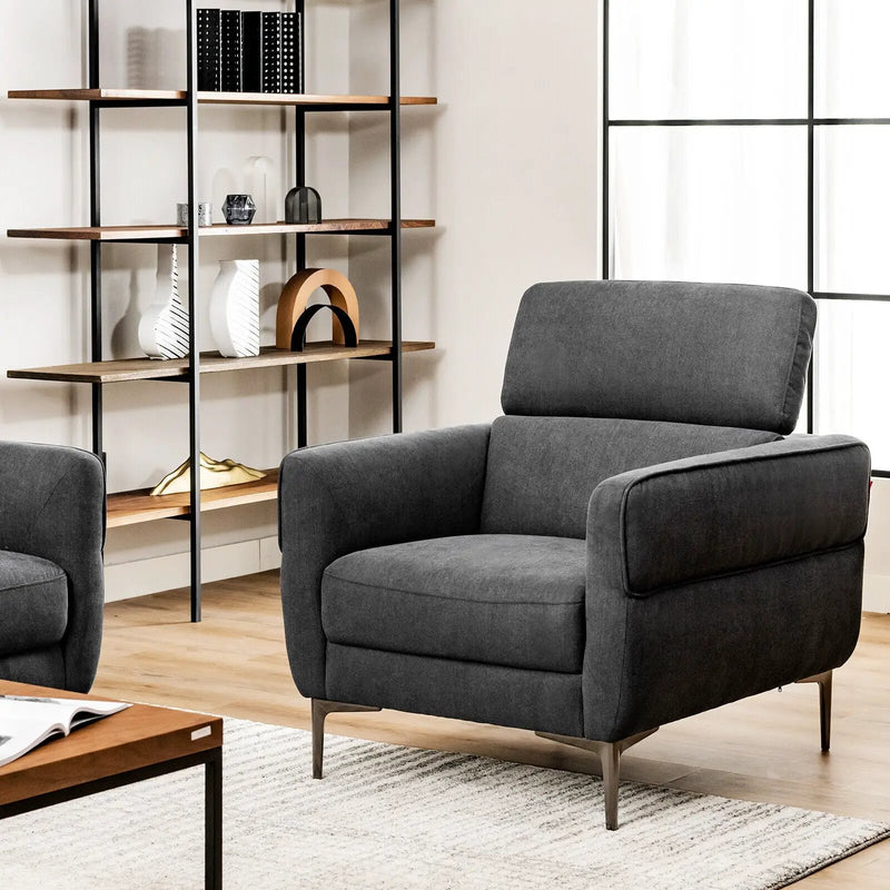 Modern Upholstered Single Sofa with Adjustable Headrest by DirectDeals