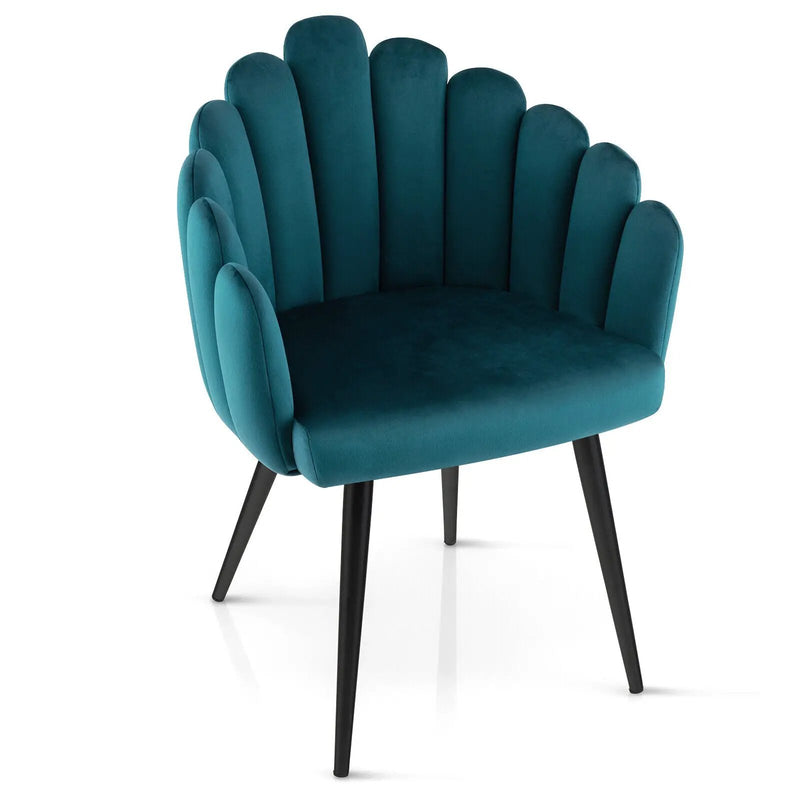 Modern Velvet Dining Chair with Metal Base and Petal Backrest by DirectDeals