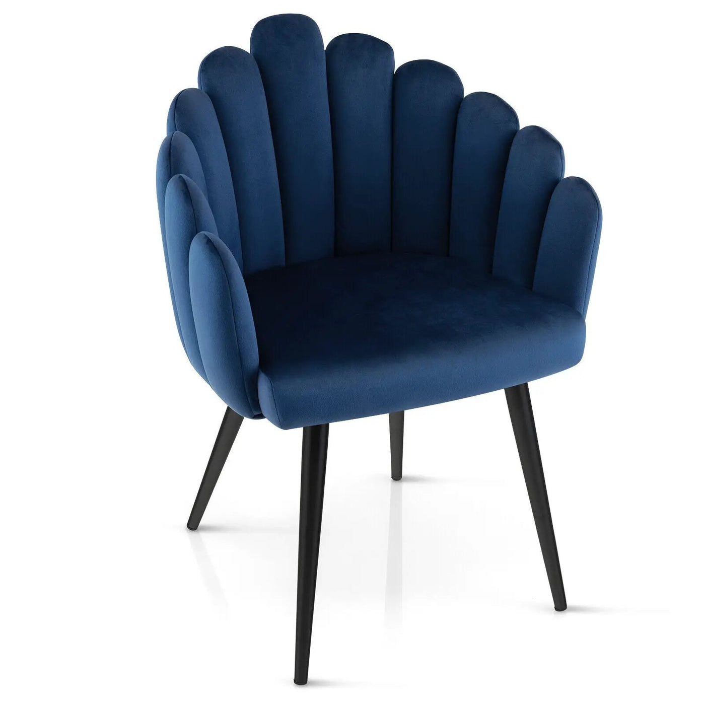 Modern Velvet Dining Chair with Metal Base and Petal Backrest by DirectDeals