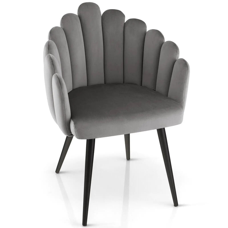 Modern Velvet Dining Chair with Metal Base and Petal Backrest by DirectDeals