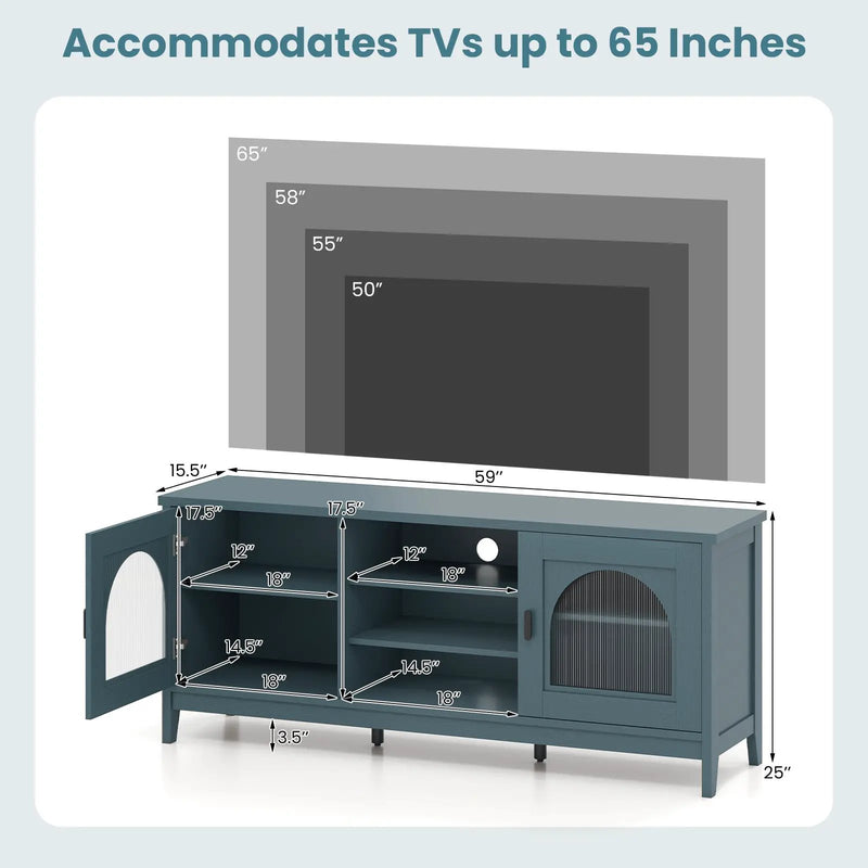 Modern Vintage TV Cabinet with Adjustable Shelves and 2 Cable Holes for TVs up to 65 Inches by DirectDeals