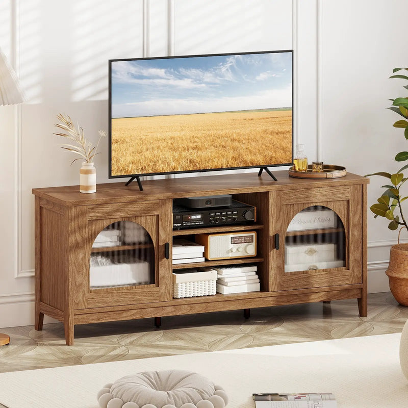 Modern Vintage TV Cabinet with Adjustable Shelves and 2 Cable Holes for TVs up to 65 Inches by DirectDeals