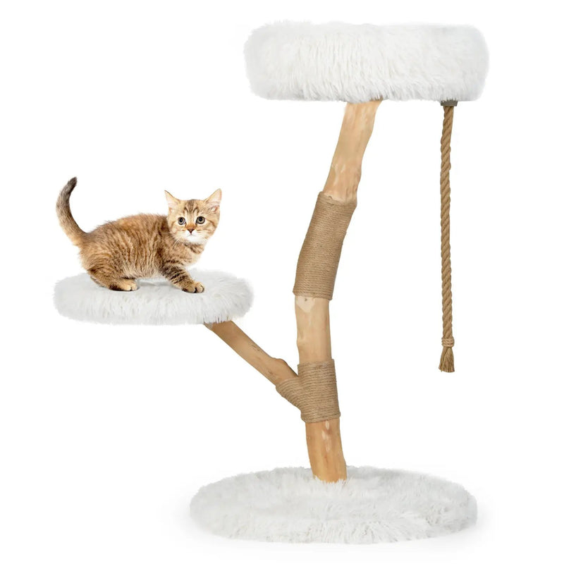 Wooden Cat Tree Tower with Perch and Scratching Posts by DirectDeals