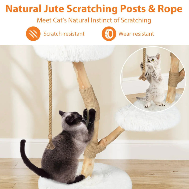 Wooden Cat Tree Tower with Perch and Scratching Posts by DirectDeals
