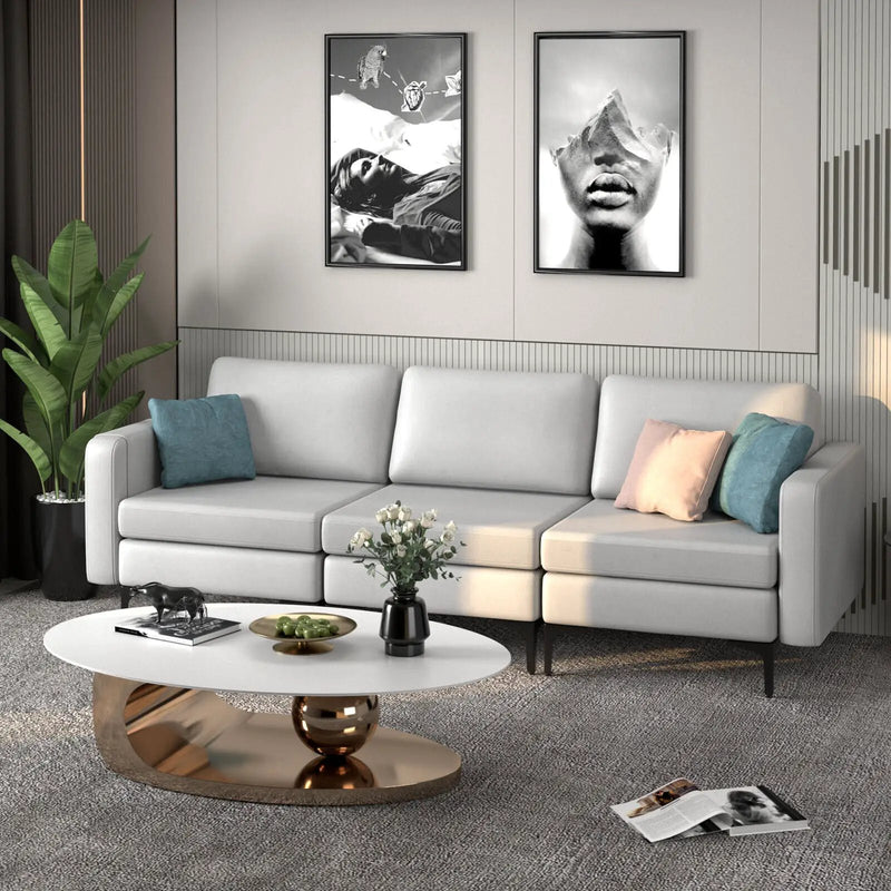 3-Seat Sectional Sofa Couch with Armrest Magazine Pocket and Metal Leg by DirectDeals