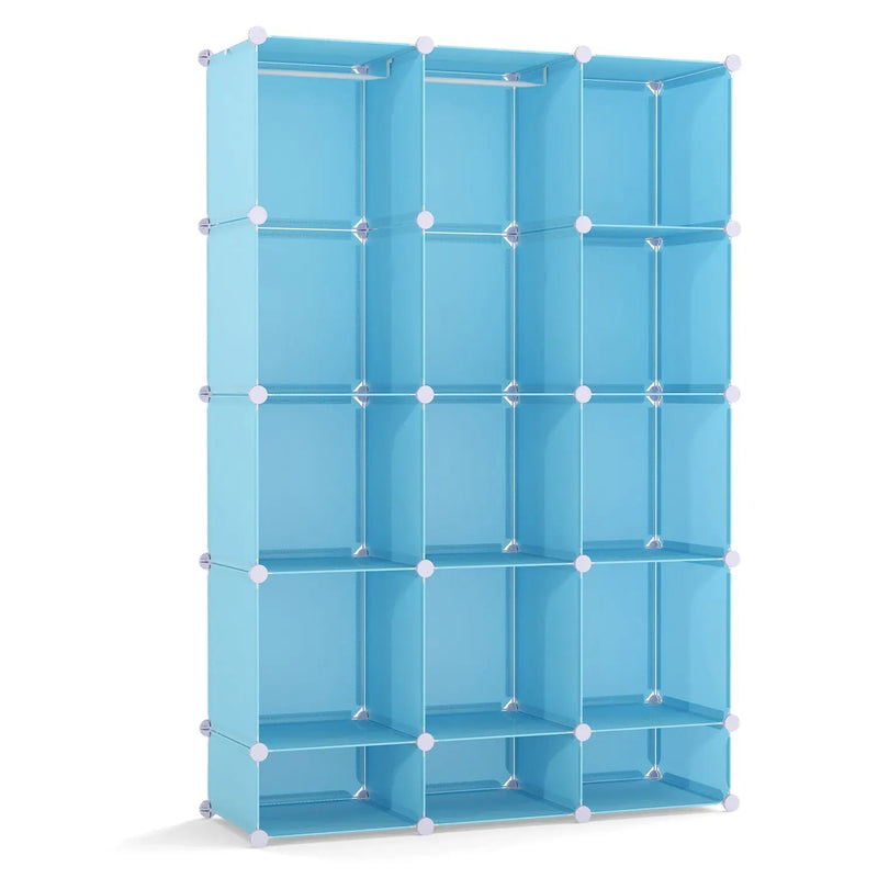 13-Cube Modular Kids Wardrobe with Hanging Rod and Shelves by DirectDeals