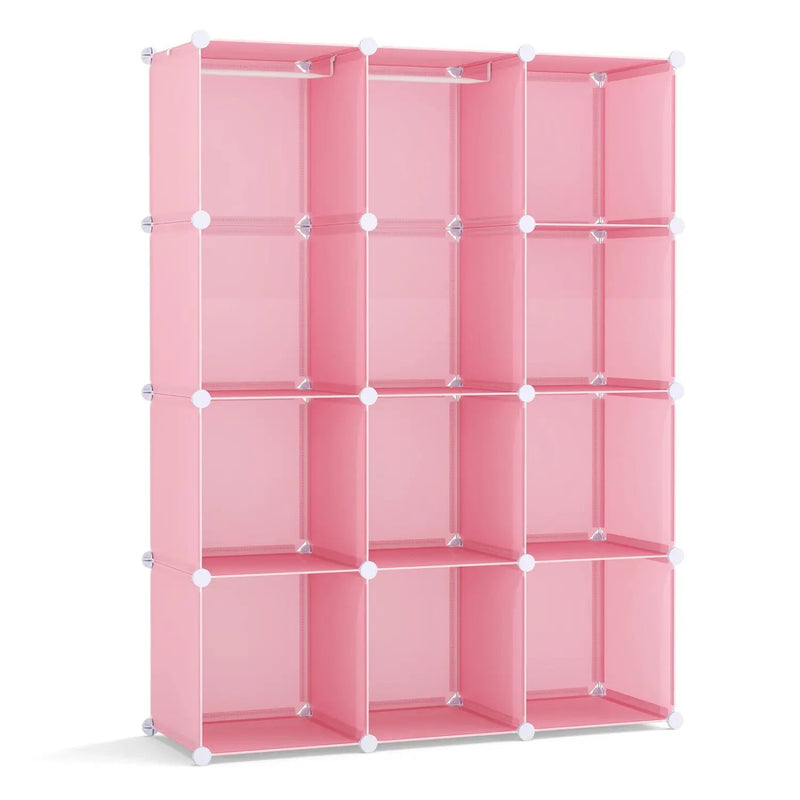 Modular Kids Wardrobe with 10 Cubes & Hanging Rod by DirectDeals