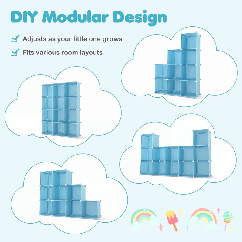 Modular Kids Wardrobe with 10 Cubes & Hanging Rod by DirectDeals