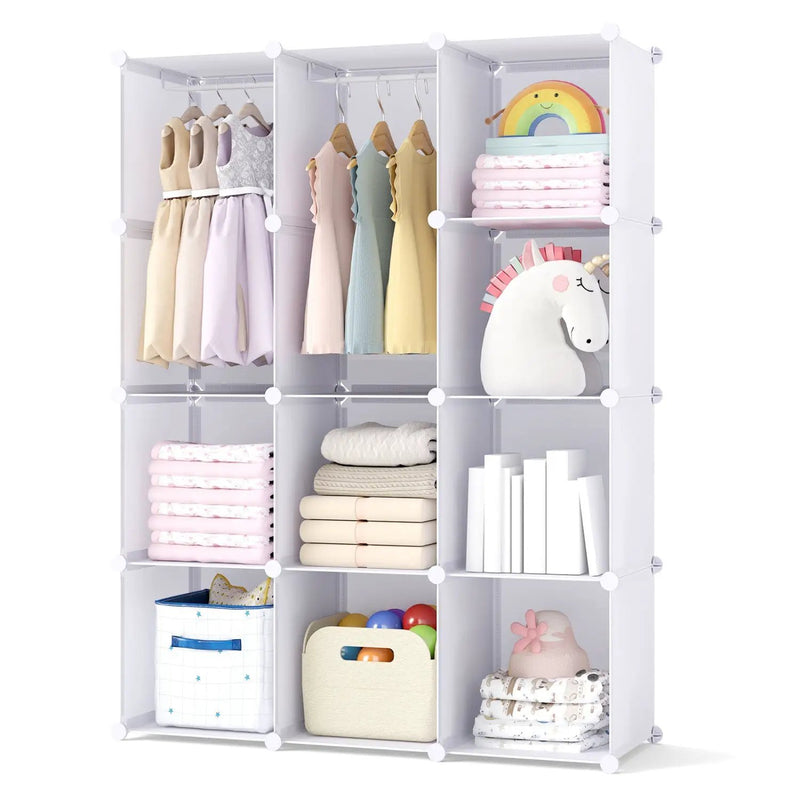 Modular Kids Wardrobe with 10 Cubes & Hanging Rod by DirectDeals
