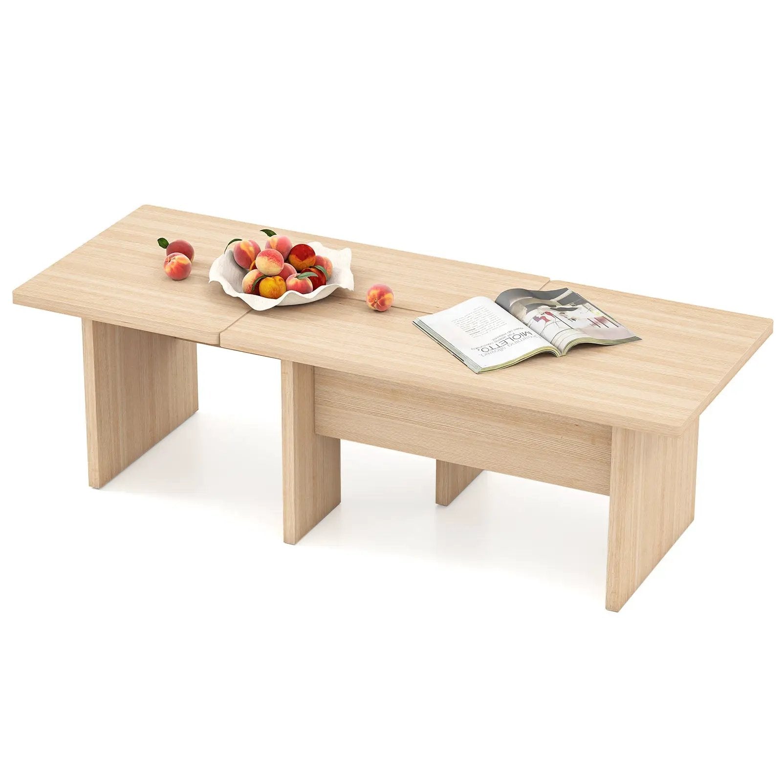 Modular Coffee Table Set of 2 L Shaped Center Tables for Small Space by DirectDeals