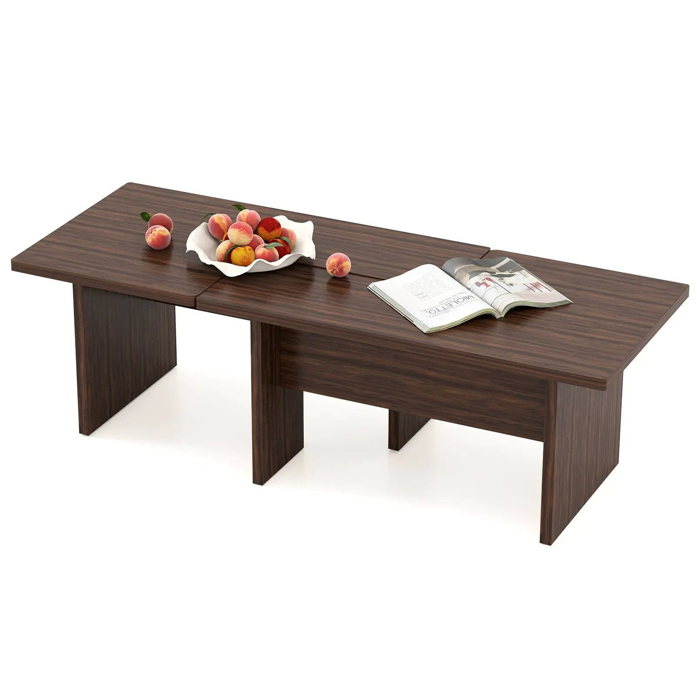 Modular Coffee Table Set of 2 L Shaped Center Tables for Small Space by DirectDeals