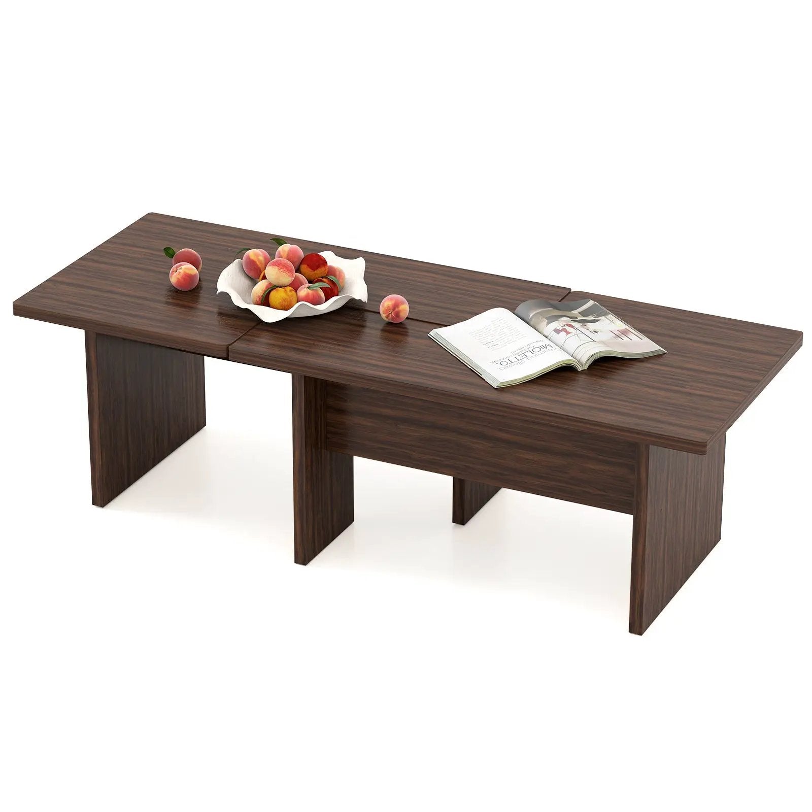 Modular Coffee Table Set of 2 L Shaped Center Tables for Small Space by DirectDeals