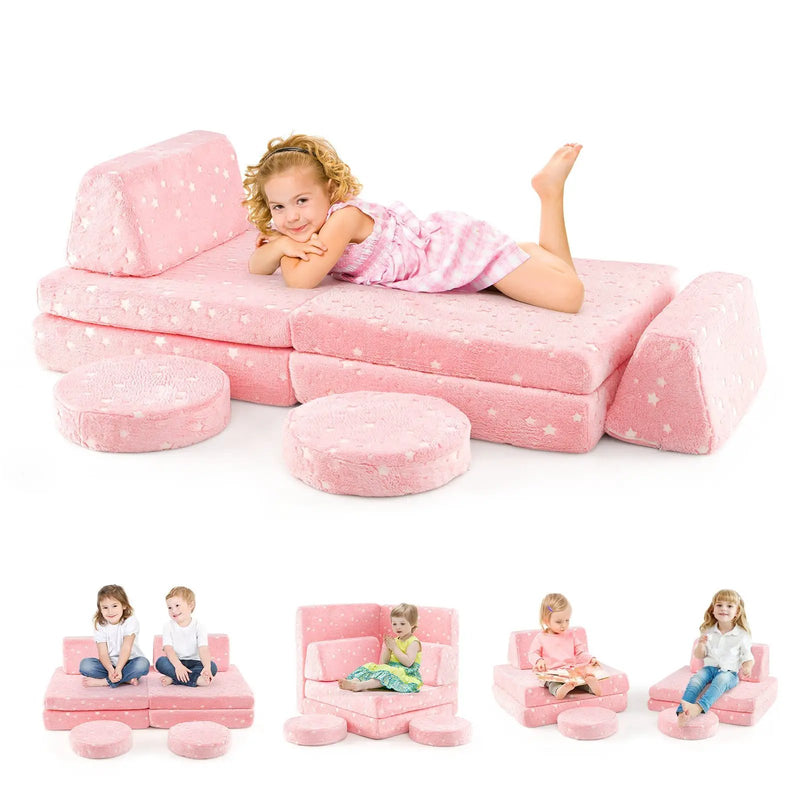 Modular Kids Play Couch Set Glow in the Dark with Portable Handles by DirectDeals