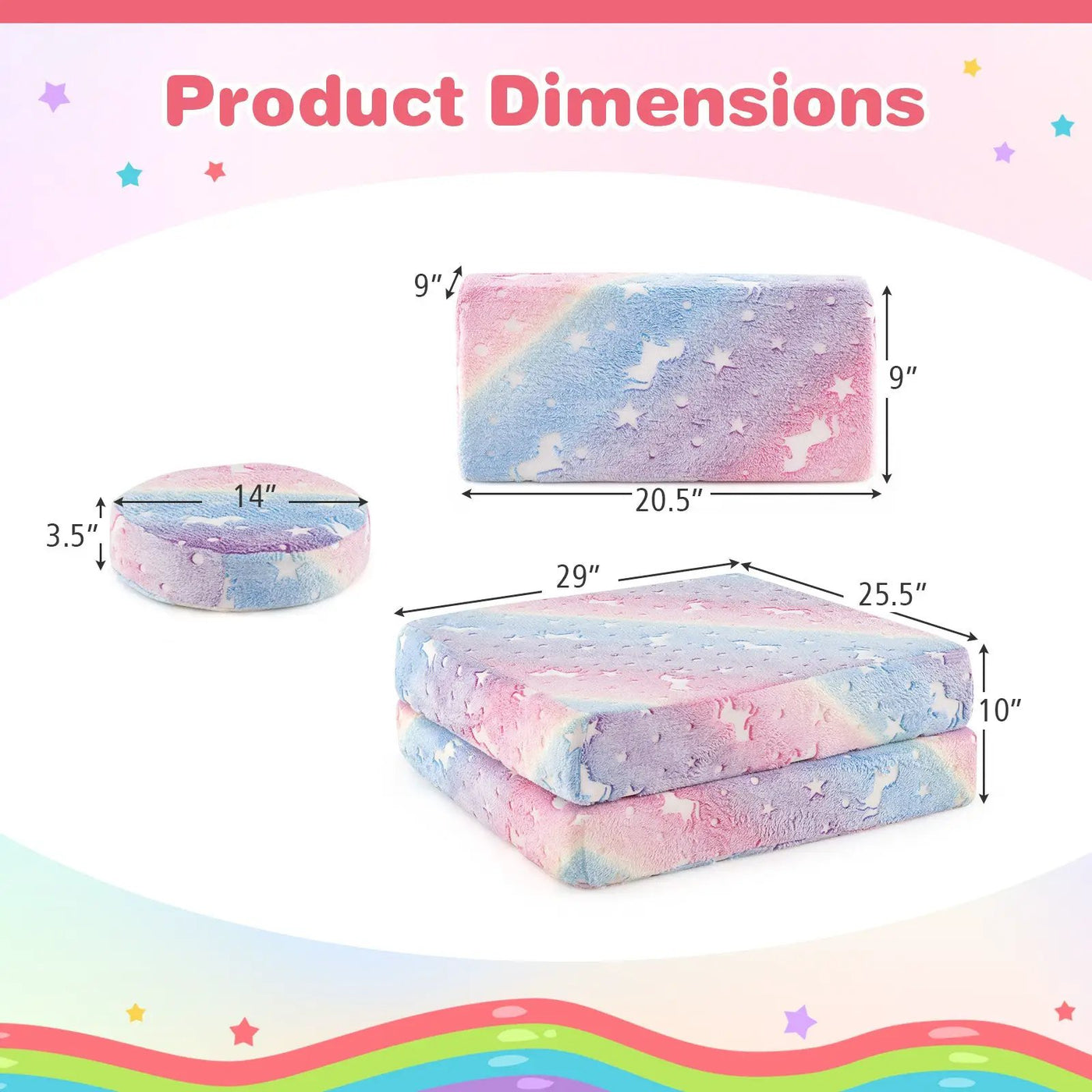 Modular Kids Play Couch Set Glow in the Dark with Portable Handles by DirectDeals