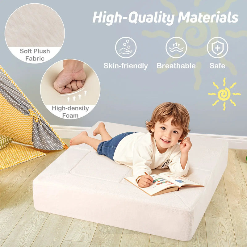 Modular Kids Sofa Couch Convertible Foam Armchair for Children-Beige by DirectDeals